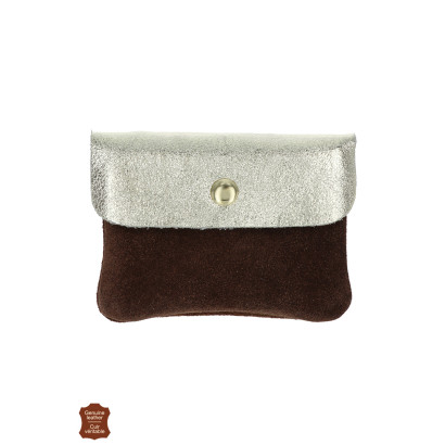 PORTE MONNAIE EN DAIM ET CUIR BRILLANT
