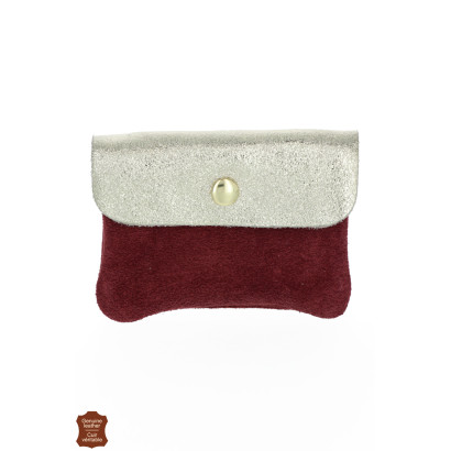 PORTE MONNAIE EN DAIM ET CUIR BRILLANT