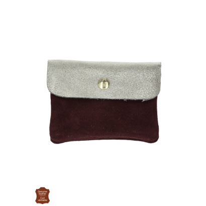 PORTE MONNAIE EN DAIM ET CUIR BRILLANT