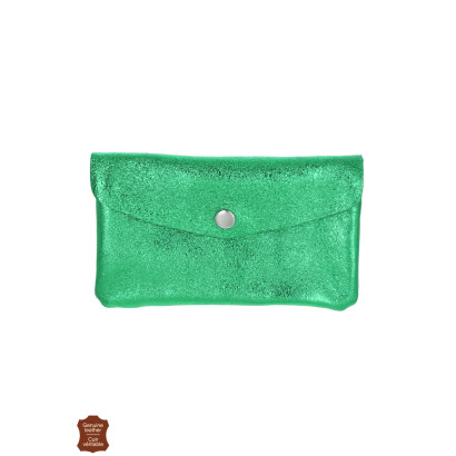 PORTE-MONNAIE EN CUIR MÉTALLISÉ & COULEUR UNIE