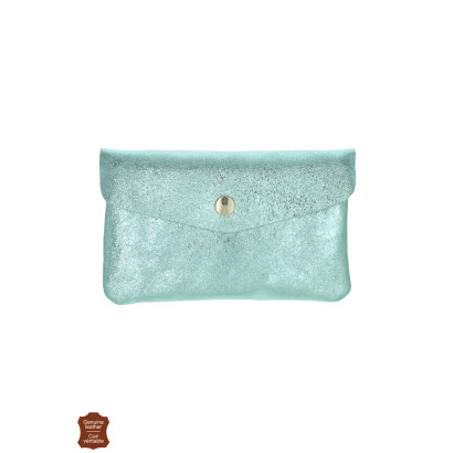 PORTE-MONNAIE EN CUIR MÉTALLISÉ & COULEUR UNIE