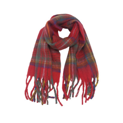 WINTER SCARF WITH LINES AND FRINGES