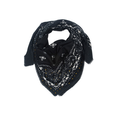 FOULARD CARRÉ MOTIF PAISLEY ET FLEURS, CLOUS