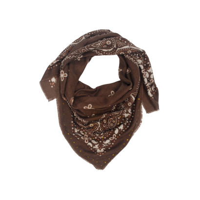 FOULARD CARRÉ MOTIF PAISLEY ET FLEURS, CLOUS