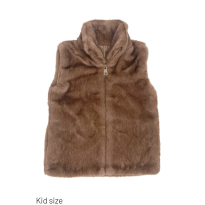 VESTE SANS MANCHE FAUSSE FOURRURE, ZIP