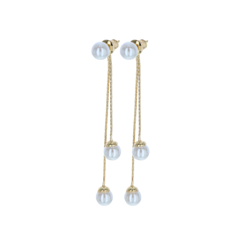 EARRINGS CHAIN FRINGES AND PEARLS PENDANT