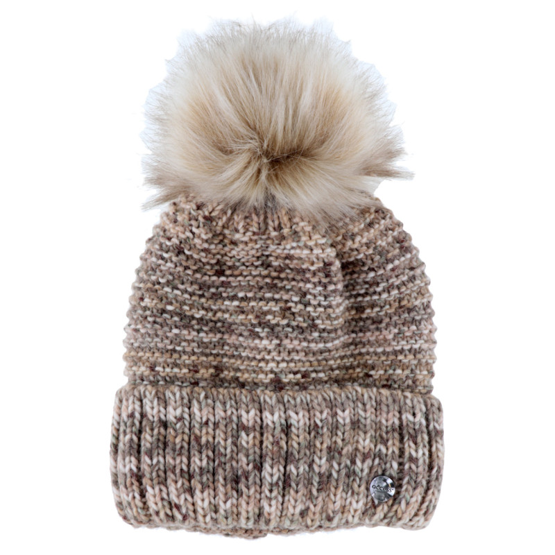 GEBREIDE MUTS WOLLEN MEERKLEURIGE MET POMPON