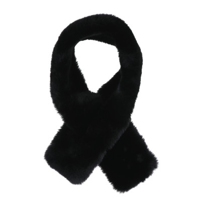 FOULARD DE COULEUR UNI AVEC FAUSSE FOURRURE