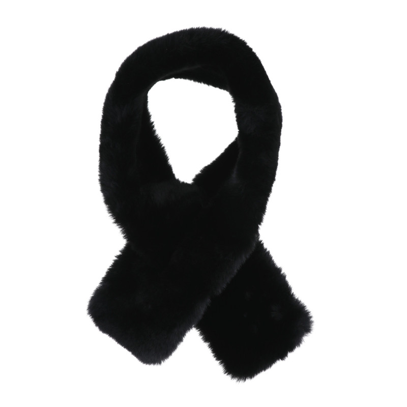 FOULARD DE COULEUR UNI AVEC FAUSSE FOURRURE