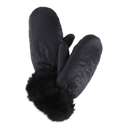 MOUFFLE MATELASS DE COULEUR UNIE ET FAUSSE FOURRU
