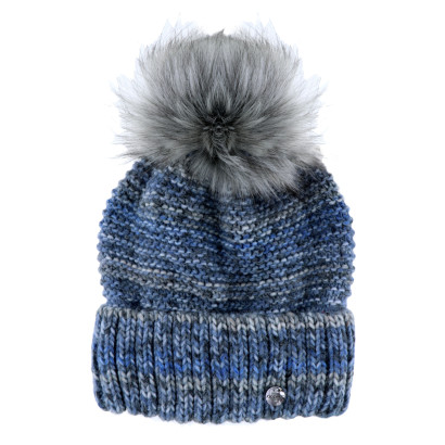GEBREIDE MUTS WOLLEN MEERKLEURIGE MET POMPON