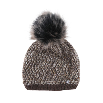 GEBREIDE MUTS WOLLEN MEERKLEURIGE MET POMPON