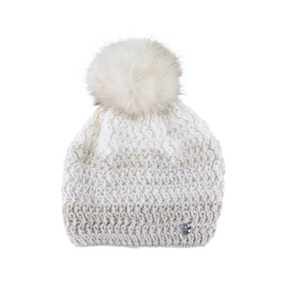 BONNET TRICOTE TORSADES AVEC POMPON FAUSSE FOURRUR