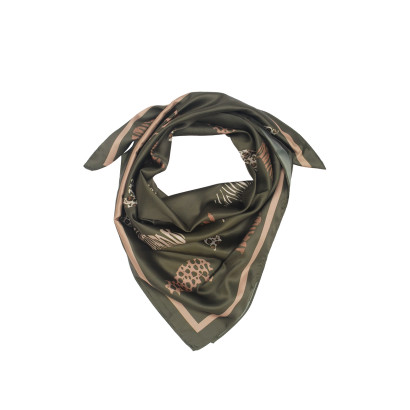 SQUARE POLYSILK SCARF WITH ANIMAL PRINT