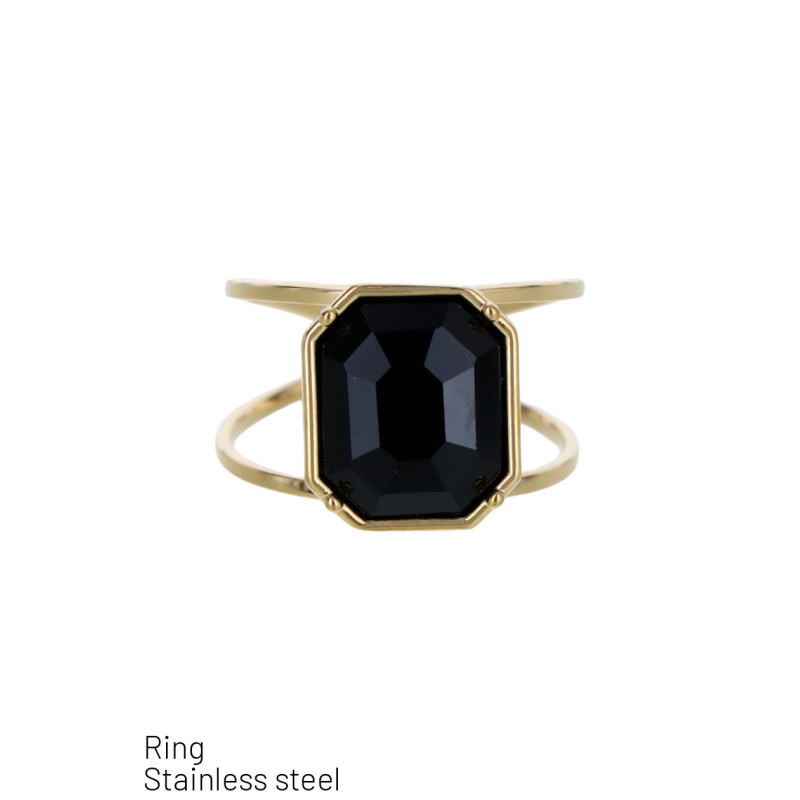 RING STAAL MET RECHTHOEKIGEVORM STRASS