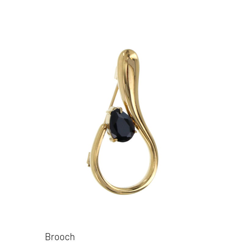 STAAL BROCHE IN DRUPPEL VORM MET STRASS