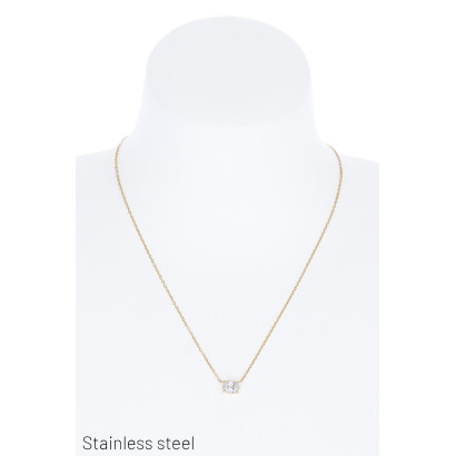 STAINL.STEEL NECKLACE WITH RHINESTONE