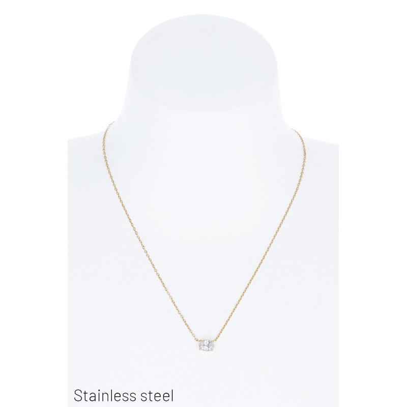 STAINL.STEEL NECKLACE WITH RHINESTONE