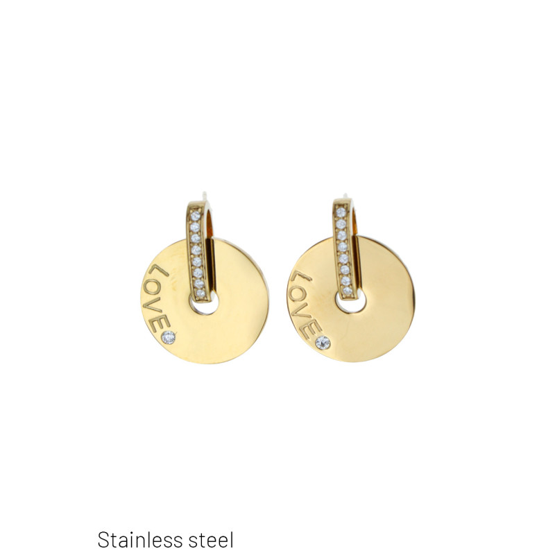 STEEL EARRING ROUND SHAPE WITH RHINESTONES