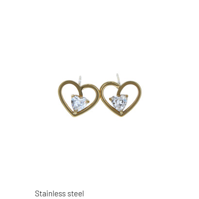 EARRINGS ST. STEEL HEART SHAPE