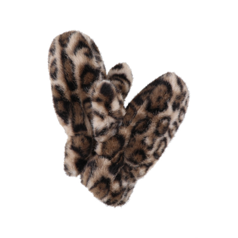 MANOPLA EN PIEL SINTÉTICA Y ESTAMPADO LEOPARDO