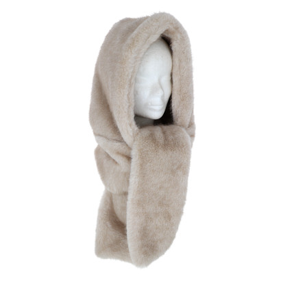 CAPUCHE EN IMITATION FOURRURE ET DE COULEUR UNIE
