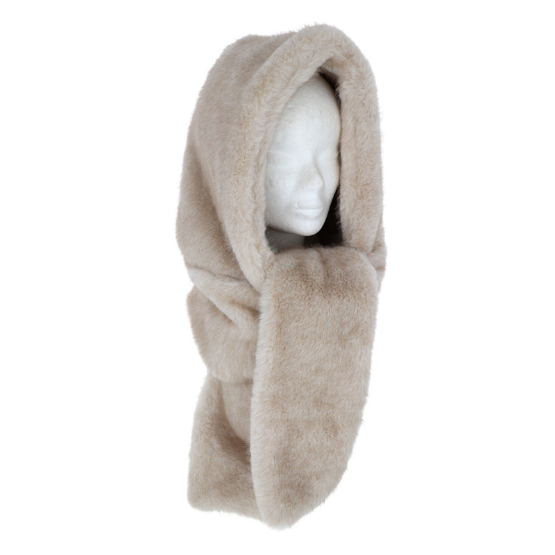 CAPUCHE EN IMITATION FOURRURE ET DE COULEUR UNIE