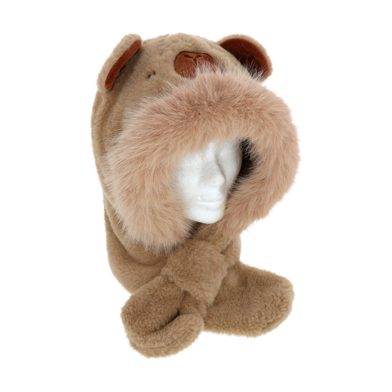 CAPUCHE ENFANT EN FAUSSE FOURRURE AVEC OURS