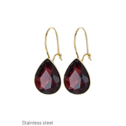 BOUCLES D'OREILLES ACIER FORME GOUTTE AVEC PIERRES