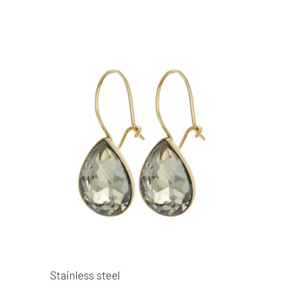 BOUCLES D'OREILLES ACIER FORME GOUTTE AVEC PIERRES