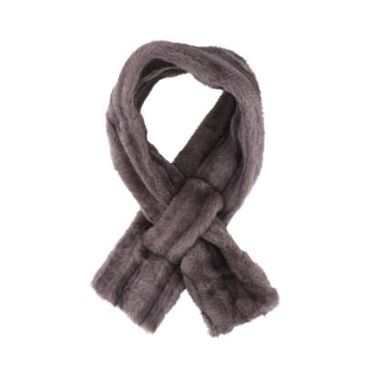 SCARF SOLID COLOR WITH FAKE FUR