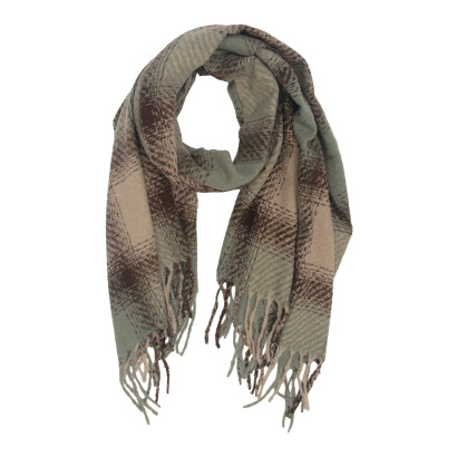 WINTER SCARF WITH LINES AND FRINGES