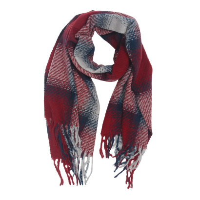 WINTER SCARF WITH LINES AND FRINGES