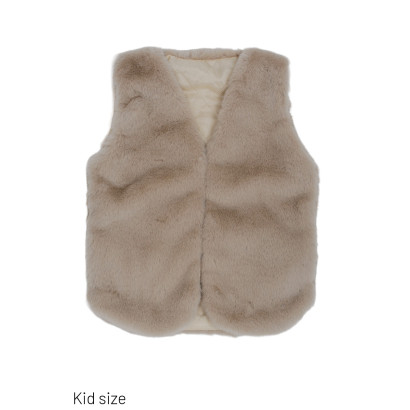 VESTE SANS MANCHE FAUSSE FOURRURE, ZIP POUR ENFANT