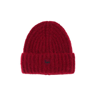 KNITTED HAT WITH TURN UP AND EMBROIDERED HEART