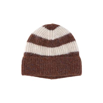 BONNET TRICOTÉ AVEC REVERS ET RAYURES