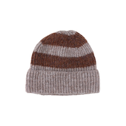 BONNET TRICOTÉ AVEC REVERS ET RAYURES