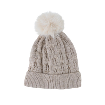 BONNET TRICOT TORSADES ENFANT AVEC POMPON