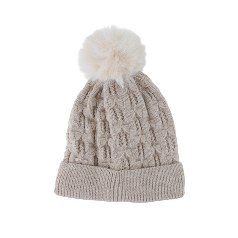 BONNET TRICOT TORSADES ENFANT AVEC POMPON