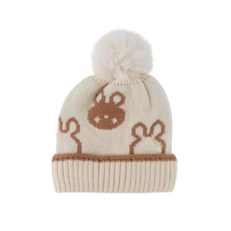 BONNET TRICOTE ENFANT AVEC POMPON & ANIMAUX