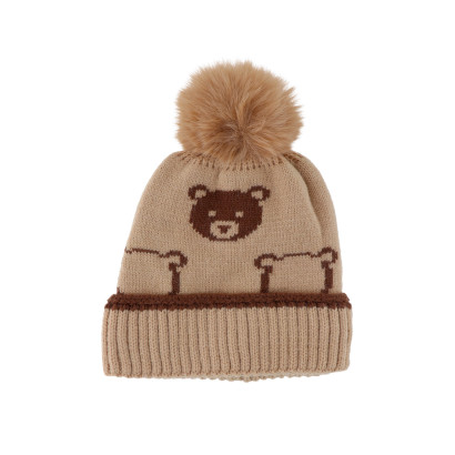 BONNET TRICOTE POUR ENFANT AVEC POMPONS, NOUNOURS