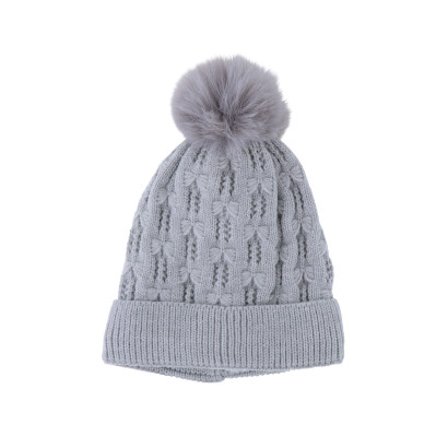 BONNET TRICOT TORSADES ENFANT AVEC POMPON, COULEUR