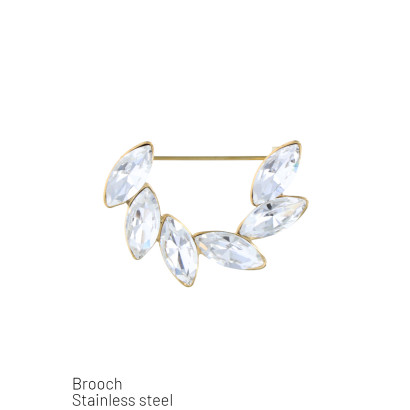 BROCHE EN ACIER FORME RONDE ET FEUILLES