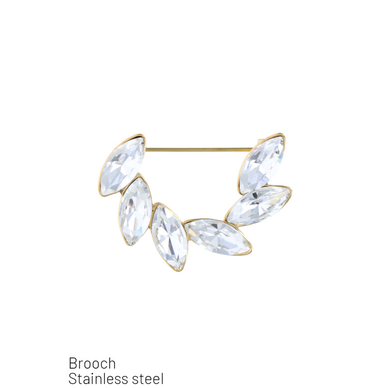 BROCHE EN ACIER FORME RONDE ET FEUILLES