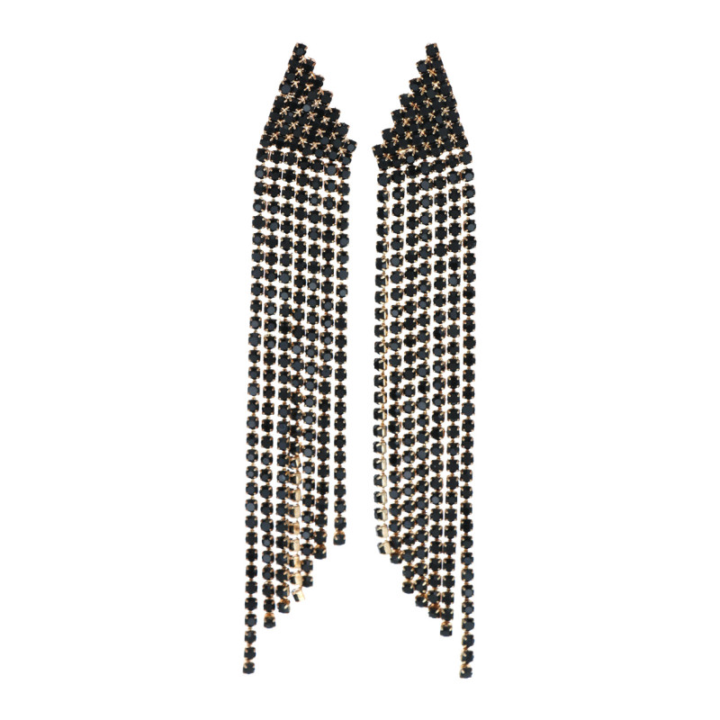BOUCLES D'OREILLES CHAINETTE & STRASS