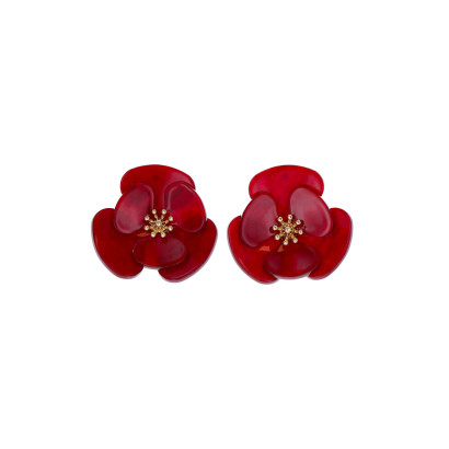 BOUCLES D’OREILLES EN FORME DE FLEUR EN MÉTAL ET R