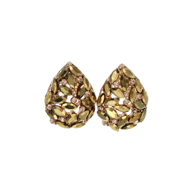 BOUCLES D'OREILLES FORME DE GOUTTE ET STRASS
