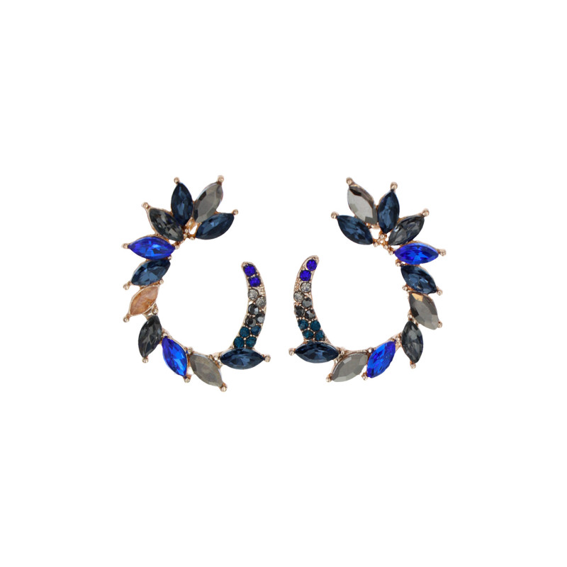 BOUCLES D'OREILLES FORME RONDE ET STRASS