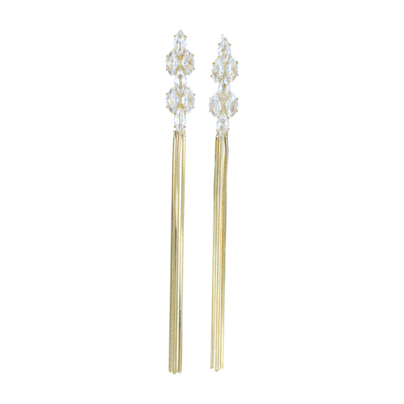 BOUCLES D'OREILLES CHAINETTE & STRASS