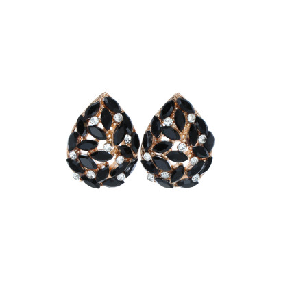 BOUCLES D'OREILLES FORME DE GOUTTE ET STRASS